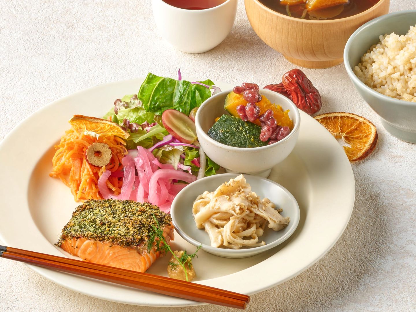 Herb Crust-Baked Salmon with Ginger White Miso Sauce